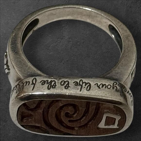 Silpada Carved Wood "Live Your Life To The Fullest" Size 8.25 Ring R2023 - Picture 4 of 5